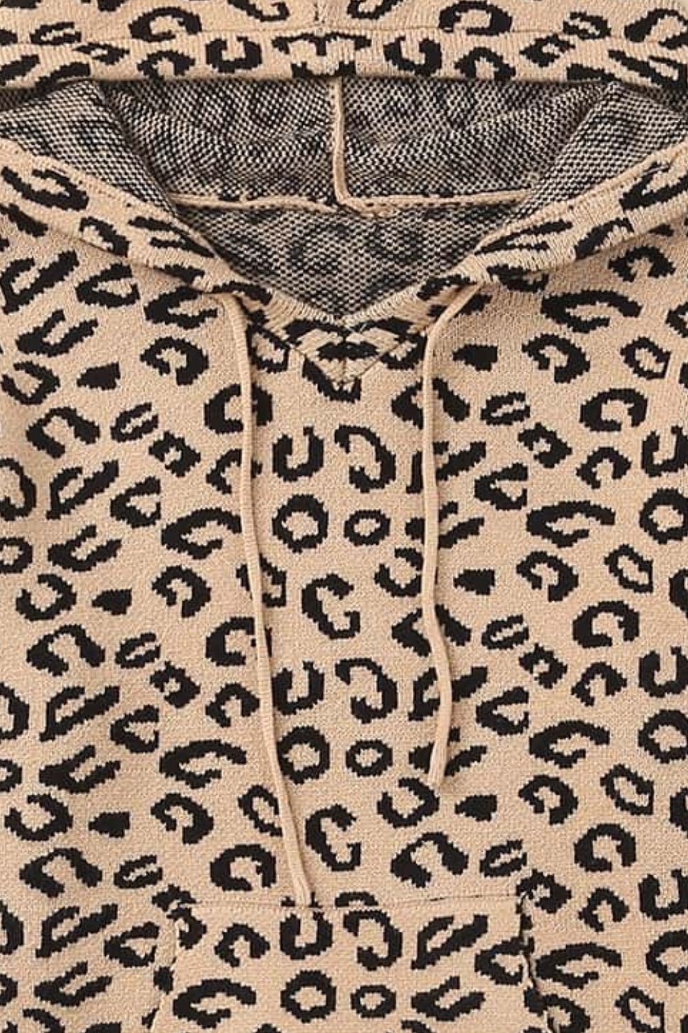 Woven Right Leopard Print Drawstring Hooded Sweater - TiffanyzKlozet