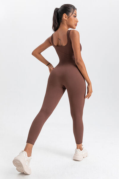 Wide Strap Sleeveless Active Jumpsuit - TiffanyzKlozet