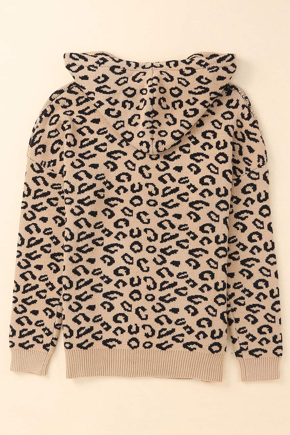 Woven Right Leopard Print Drawstring Hooded Sweater - TiffanyzKlozet