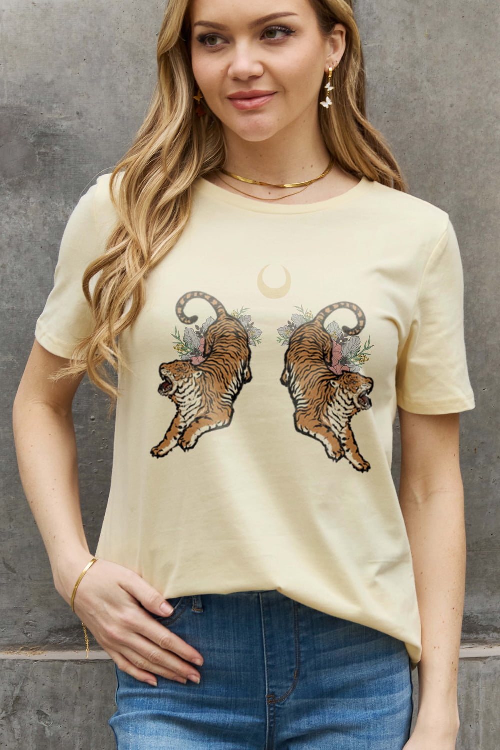 Simply Love Full Size Tiger Graphic Cotton Tee - TiffanyzKlozet