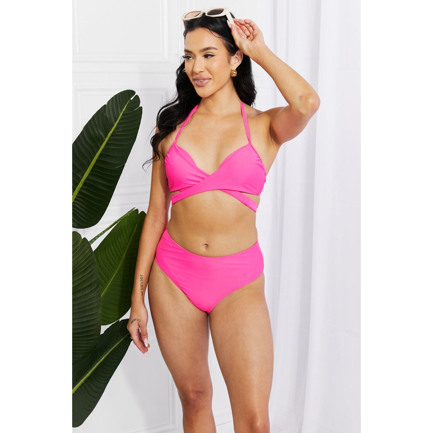 Marina West Swim Summer Splash Halter Bikini Set in Pink - TiffanyzKlozet
