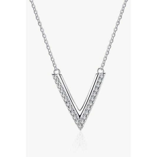 Sterling Silver V Letter Pendant Necklace - TiffanyzKlozet