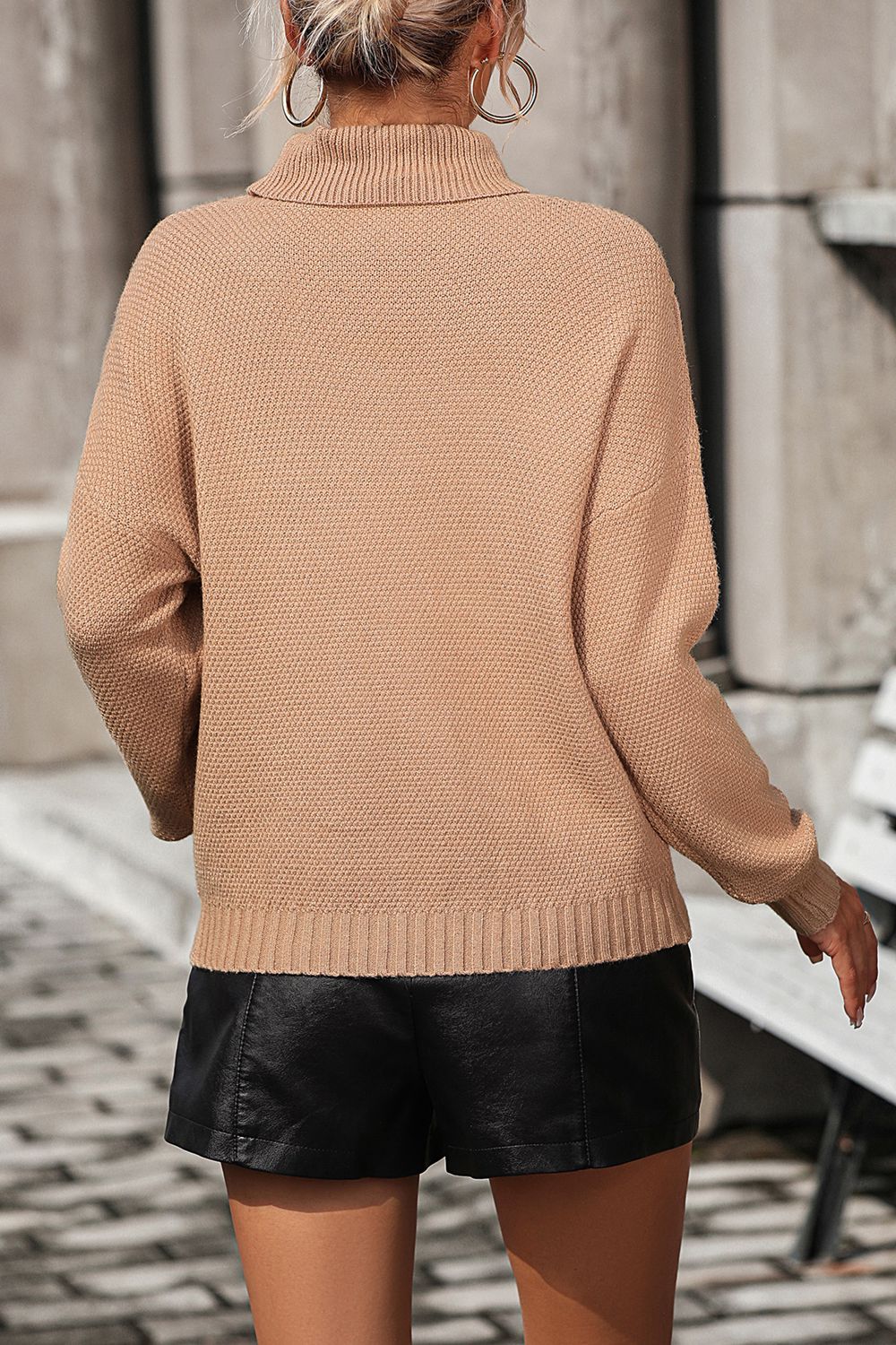 Turtle Neck Tassel Front Long Sleeve Pullover Sweater - TiffanyzKlozet