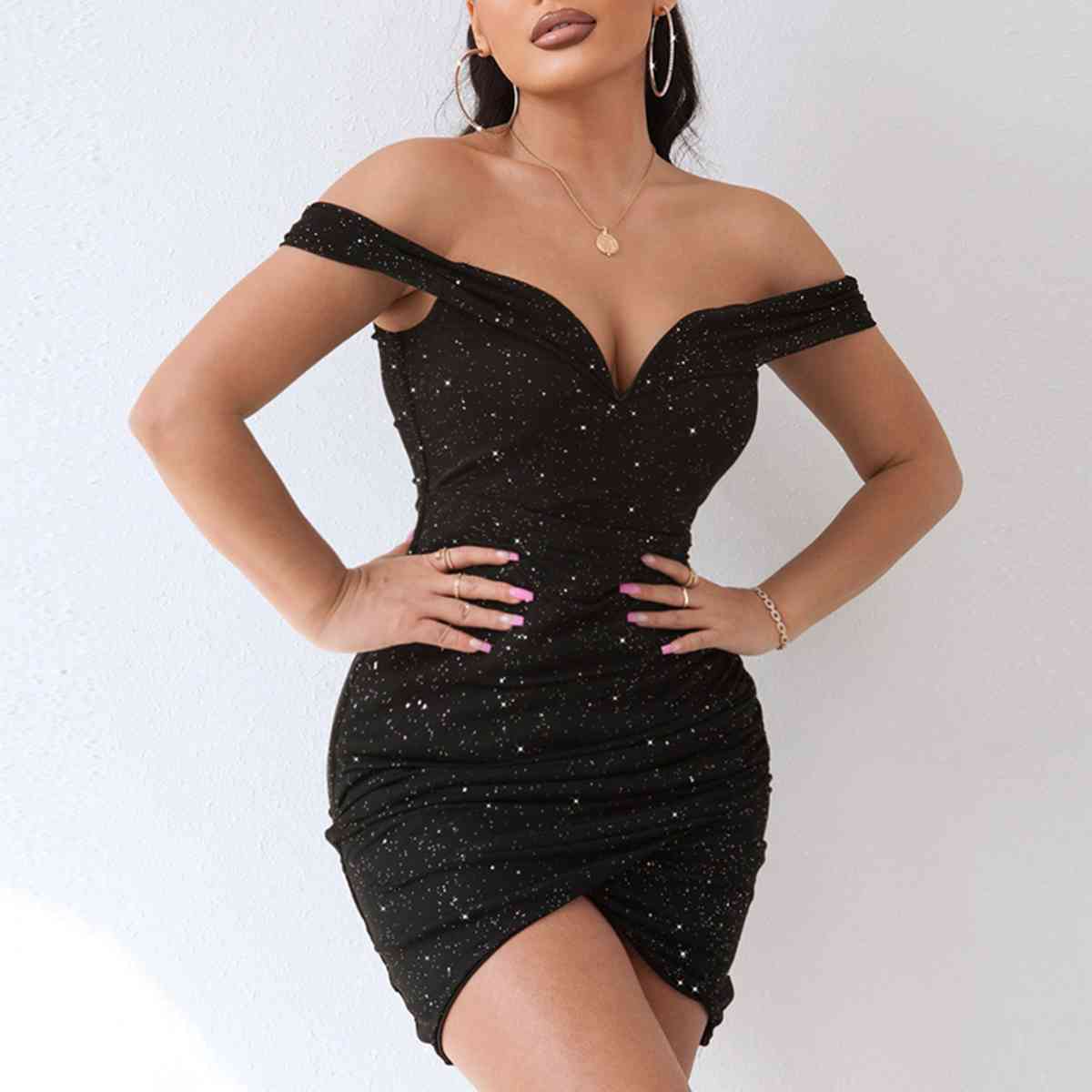 Sequin Off-Shoulder Mini Dress - TiffanyzKlozet