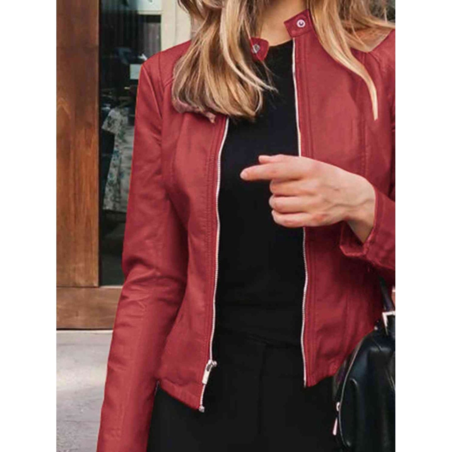 Mock Neck Zip Up Jacket - TiffanyzKlozet