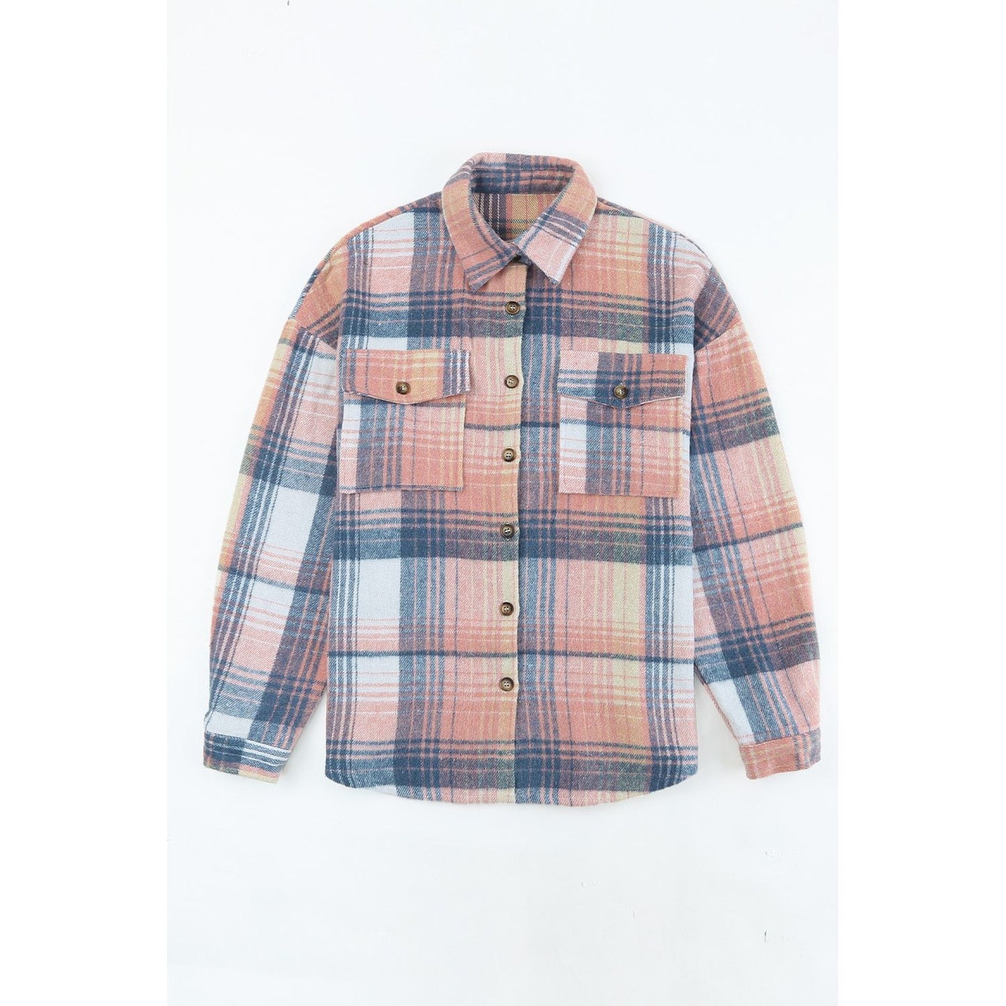 Plaid Dropped Shoulder Shacket - TiffanyzKlozet