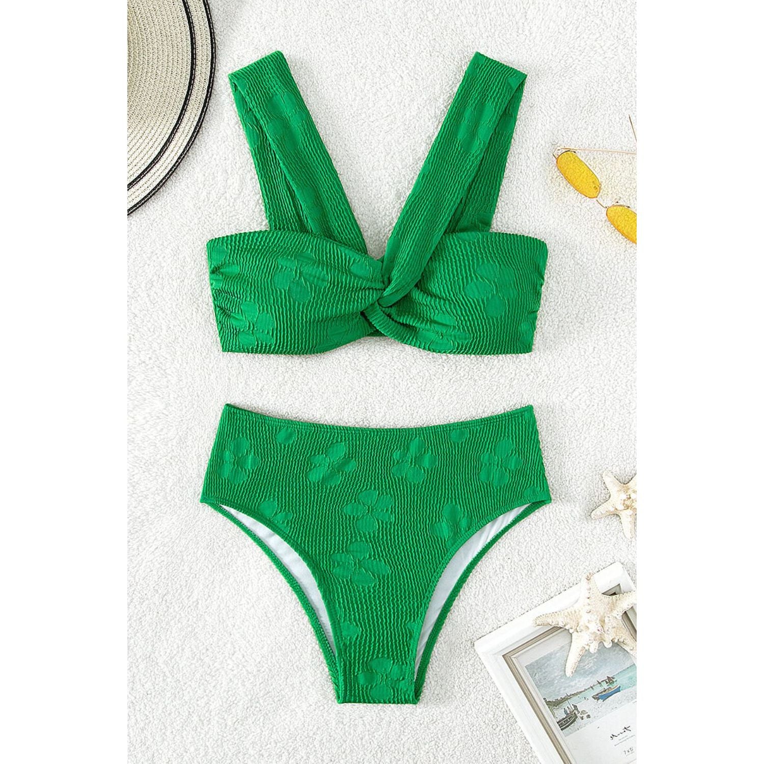 Textured Twisted Detail Bikini Set - TiffanyzKlozet