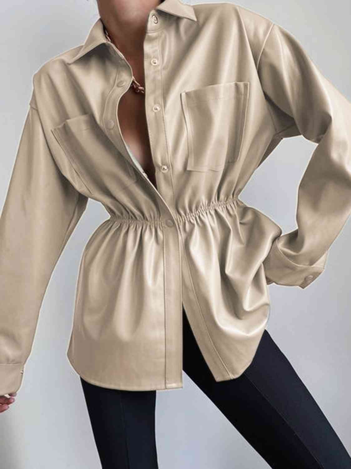 Snap Down Collared Jacket - TiffanyzKlozet