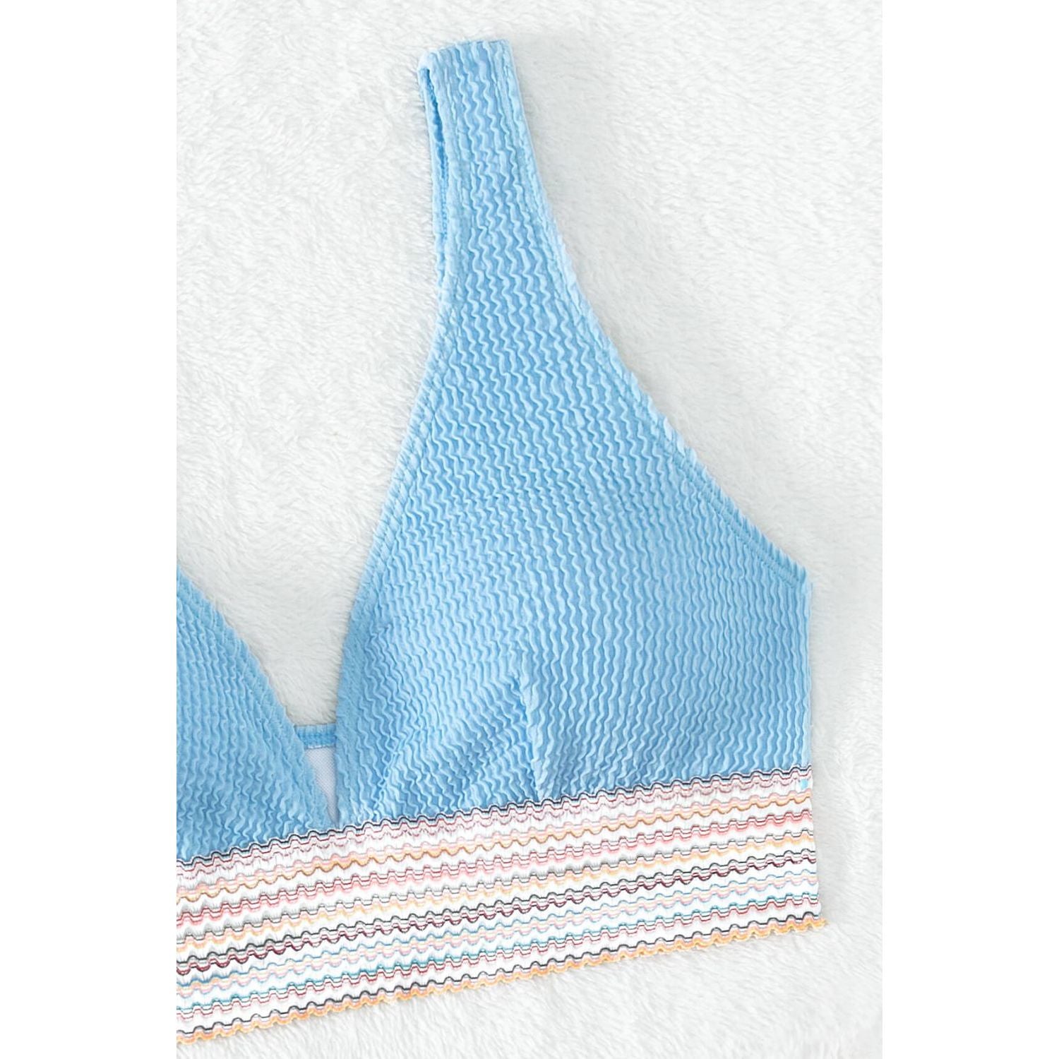 Contrast Textured High Cut Swim Set - TiffanyzKlozet
