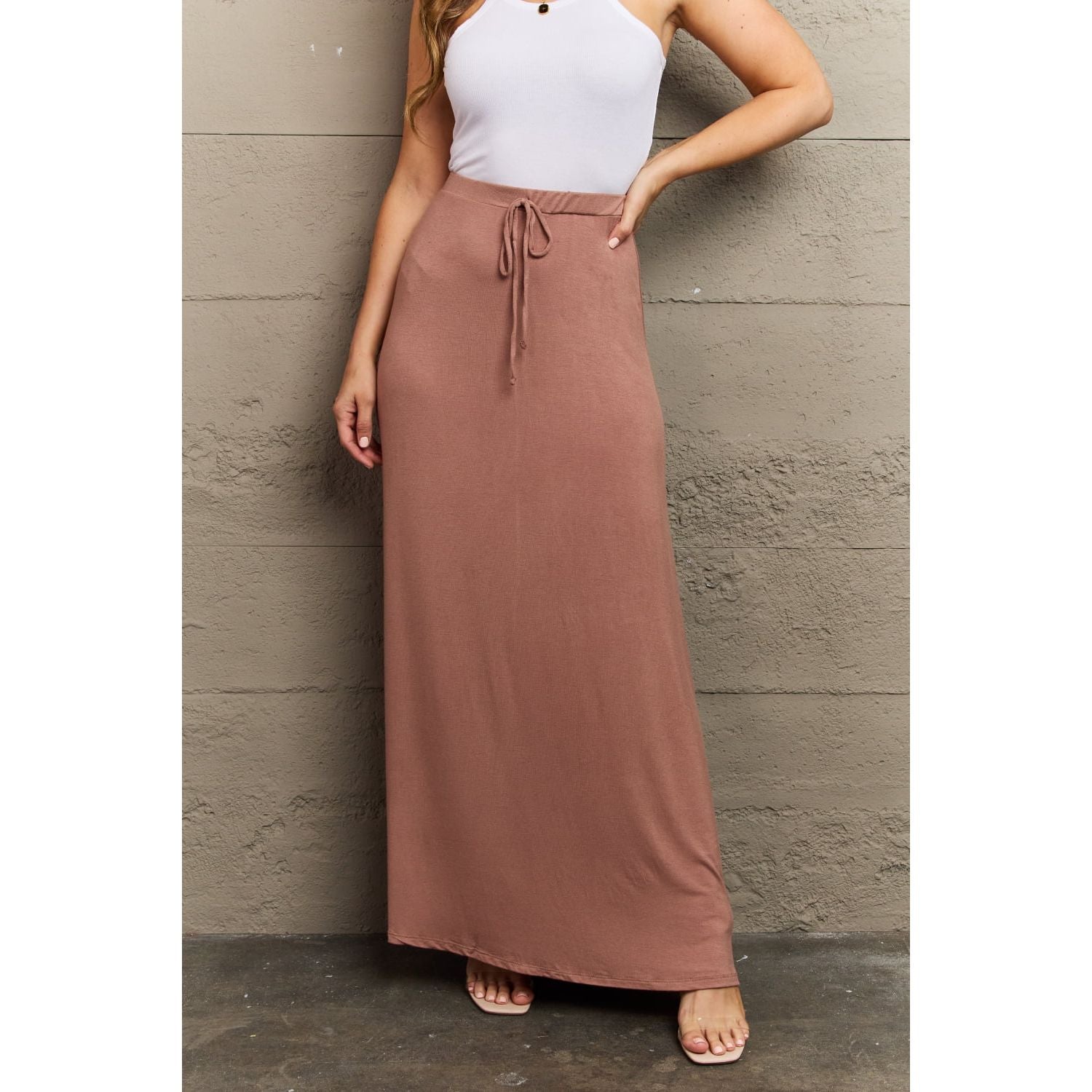 Culture Code For The Day Full Size Flare Maxi Skirt in Chocolate - TiffanyzKlozet