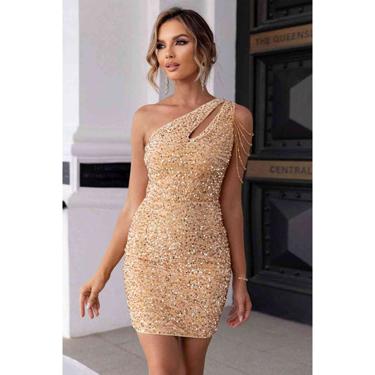 Contrast Sequin Sleeveless Mini Dress - TiffanyzKlozet